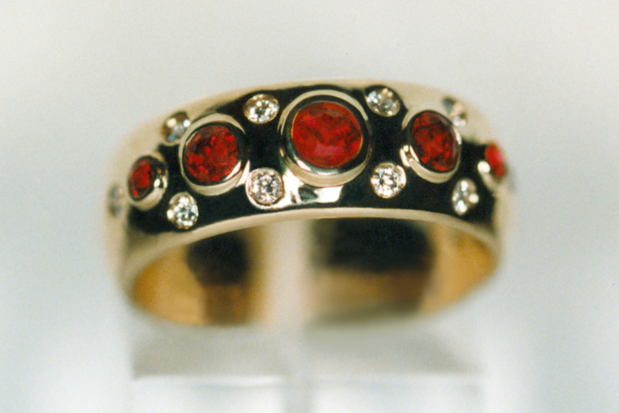 Custom 14Ky "Mars Ring" Ruby & Diamonds