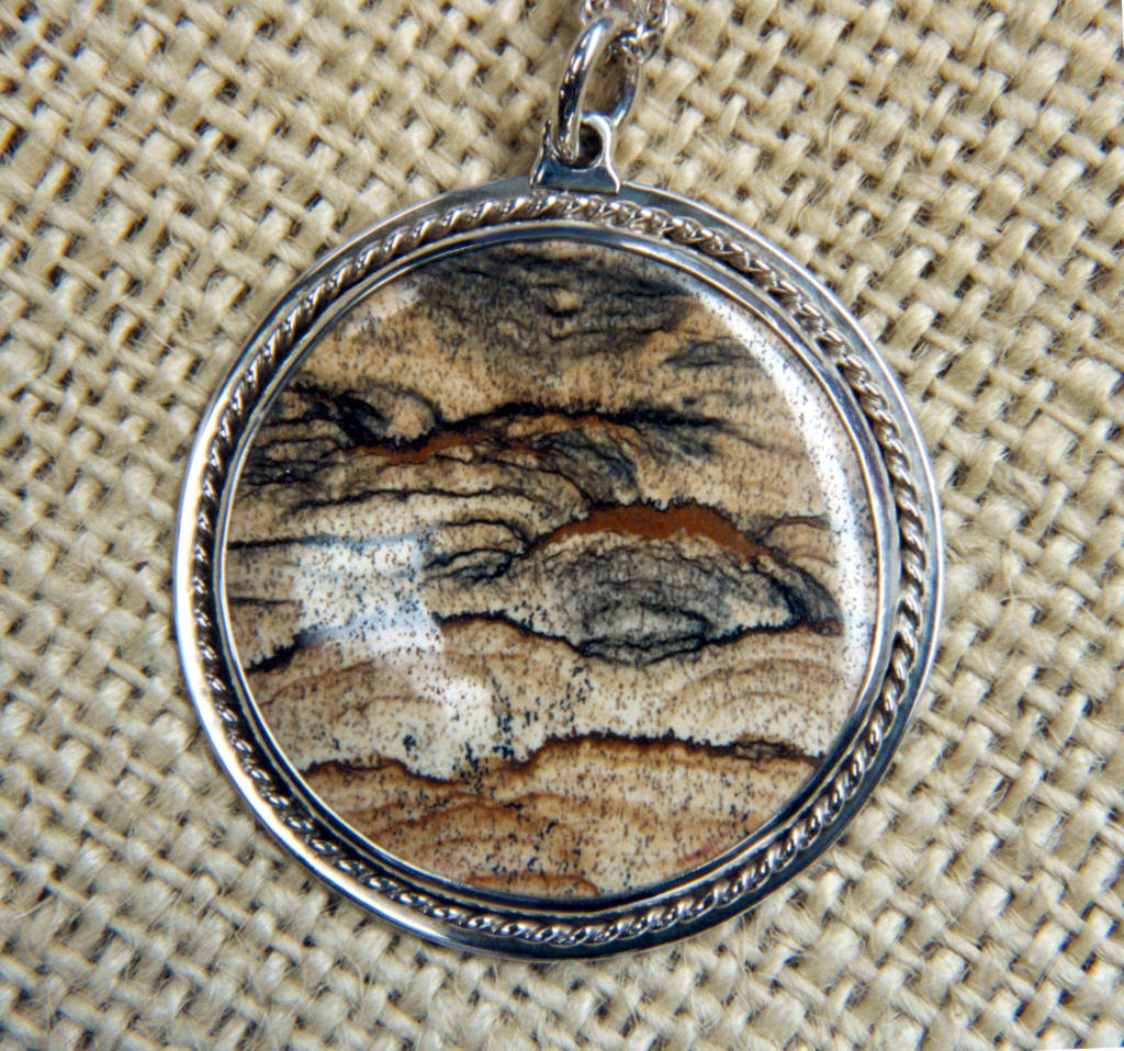 Sterling Picture Agate set with bezel